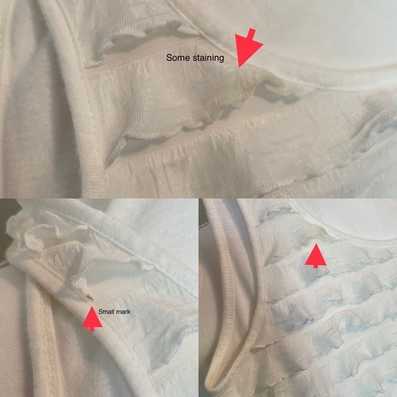 Ann Taylor Loft Off-White Ruffle See Through Tank Top Women’s XS - Picture 9 of 14